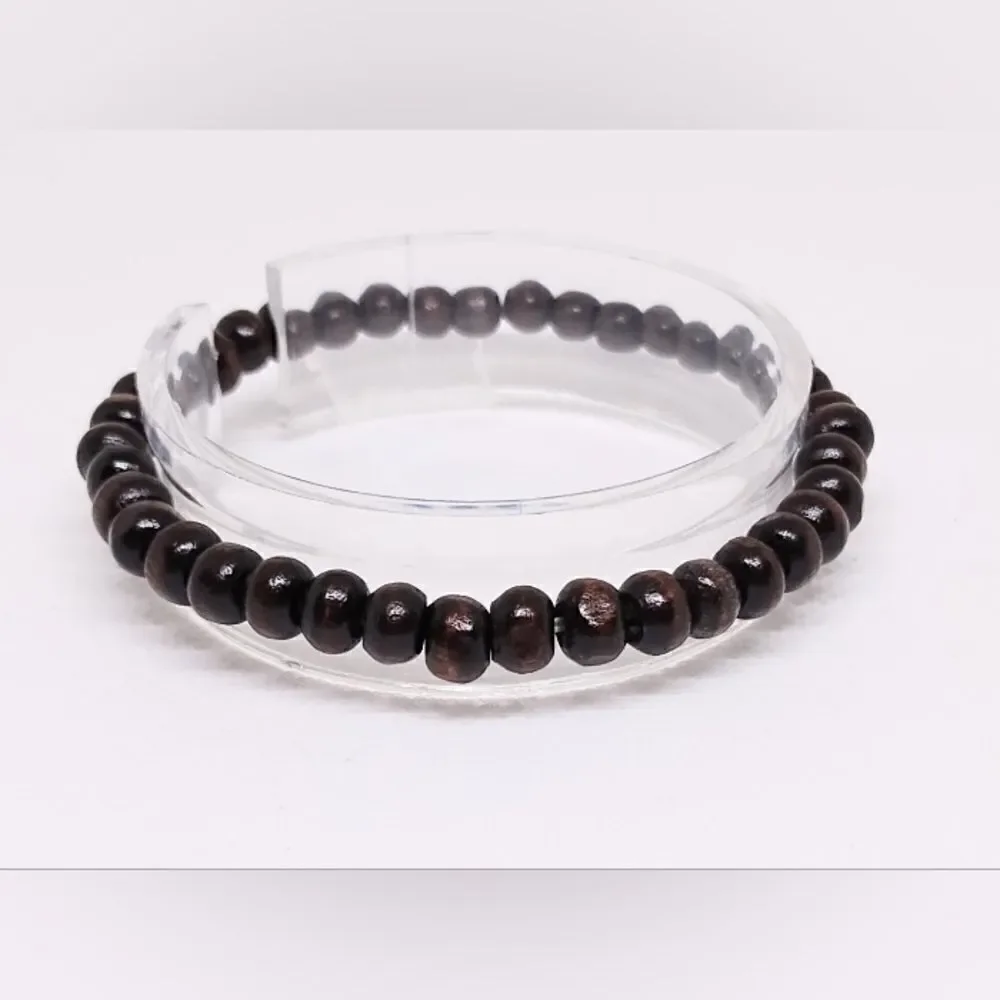 Men's‎ bracelet beaded beads brown new e32